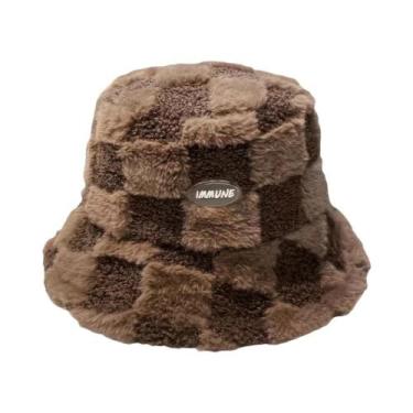 Imagem de Chapéu Bucket Feminino Quente Com Estampa Xadrez Estilo Pescador Blogu