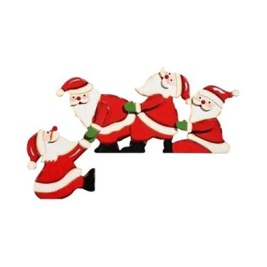 Imagem de Enfeite De Natal Em Madeira De Papai Noel E Alce Para Porta, Janela E 