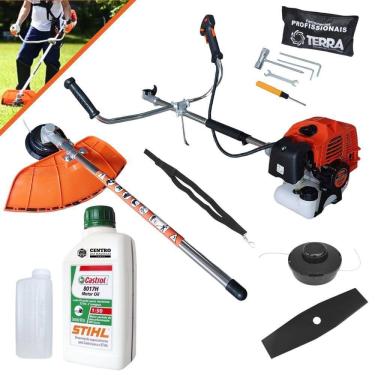 Imagem de Roçadeira 43cc Bipartida Á Gasolina GRHB430 1,7Hp 12.000RPM Alta Performance, Robusta e Econômica Com Faca 2 Pontas e Carretel Nylon + ÓLEO STIHL 2T