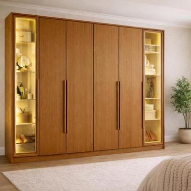 Imagem de Guarda-roupa Casal Reflecta 6 Portas 2 Gavetas com Led Napoli - Albatr