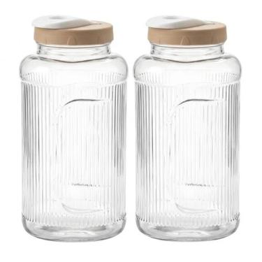 Imagem de Kit 2 Garrafa De Geladeira Plástico Premium 1,3l Jarra Água Suco Luxo 