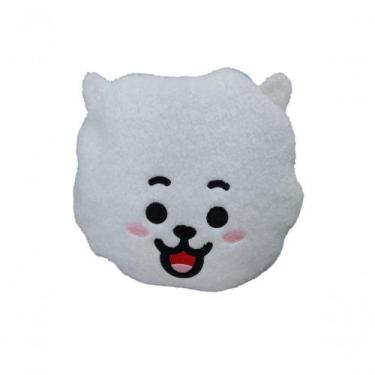Imagem de Almofada Pelúcia Manta Bt21 Infantil 2 em 1 Branca e Azul Claro Miniso