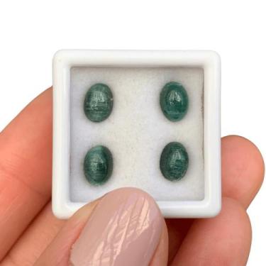 Imagem de 4ø Turmalina Azulada Olho-de-Gato Oval Cabochão 4,74ct - ENE2ESE Gemst