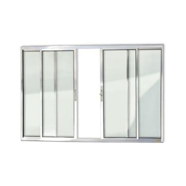 Imagem de Janela de Aluminio de Correr 120x150cm 4 Folhas com Vidro Liso Confort