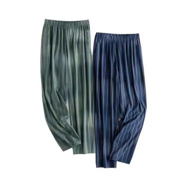 Imagem de Calças De Pijama Masculinas De Verão Estilosas Finas Respiráveis Solta