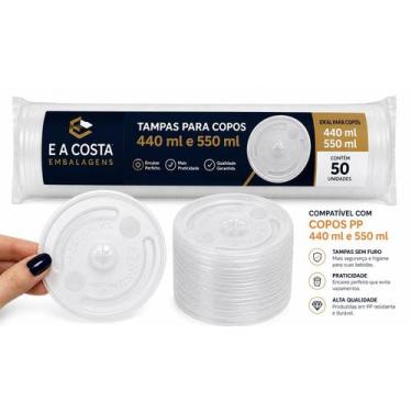 Imagem de 500un tampa descartavel sem furo copos 440/550ml translucida - E A COS