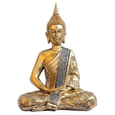 Imagem de Buddha Tibetano Dourado Com Strass Meditando -gh 258 - Casa Bonita Pre