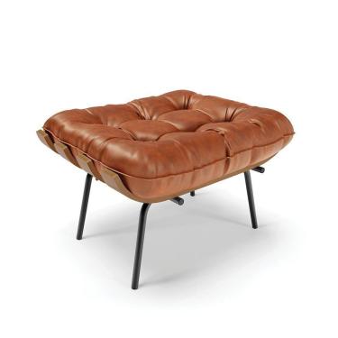 Imagem de Puff Costela Corano Base Metálica Preto - D`Rossi Cor Nozes