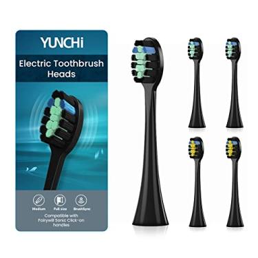 Imagem de Pacote com 5 cabeças de escova de dentes para YUNCHI Y7, cabeças de substituição de escova de dentes elétrica compatíveis com escova de dentes elétrica YUNCHI Y7 Sonic para adultos e crianças, preta