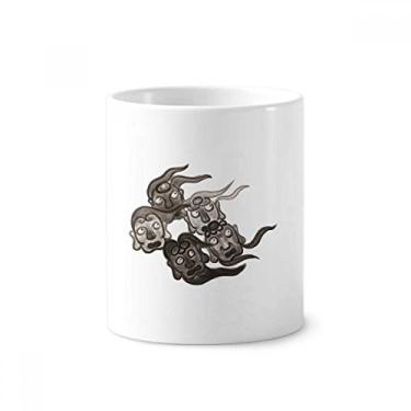 Imagem de Suporte de caneta de ponta chinesa estilo cinco Goblins escova de dentes caneca, suporte de cerâmica, copo lápis