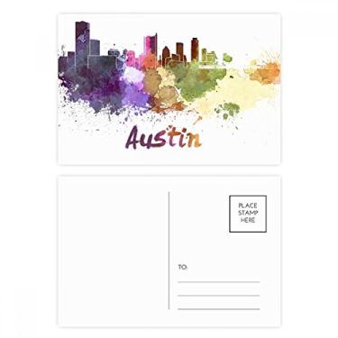 Imagem de Cartão postal em aquarela Austin America City Cartão de felicitações para envio de aniversário
