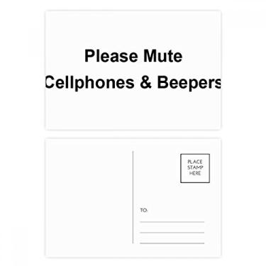 Imagem de Conjunto de cartões postais com símbolos de mudo para celulares, cartões de agradecimento de aniversário