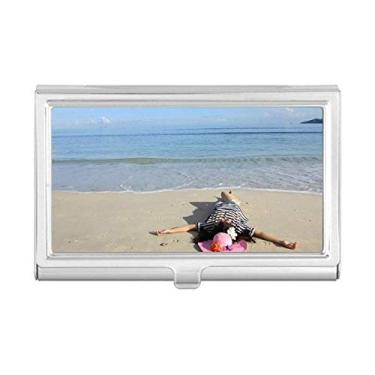 Imagem de Ellie Yao Beautiflu Girl Picture Beach Sun Sea Porta-cartões de visita Carteira de bolso