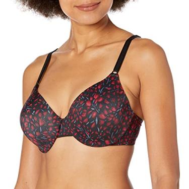 Imagem de Warner's Sutiã feminino sob medida com aro, Pincel Floral Preto e Framboesa, 34B