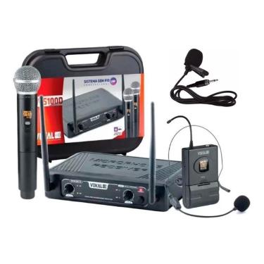 Imagem de Microfone Sem Fio Vokal Dvs100 Dmh Mão + Headset + Lapela