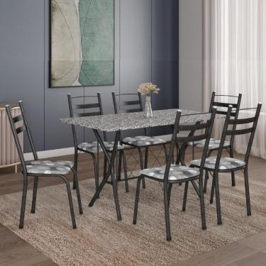 Imagem de Conjunto De Mesa Itália New Com 6 Cadeiras 1,40m Artefamol Granito / Dark
