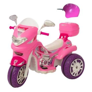 Imagem de Moto Eletrica Infantil Fashion Sprint Turbo Pink Com Capacete E Baú -