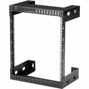 Imagem de StarTech.com Rack de rede resistente de parede de 2 pinos 12U, rack de servidor de estrutura aberta de 48 cm, 30,5 cm de profundidade, rack de dados de montagem na parede para TI/AV/painel de