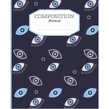 Imagem de Caderno de composição: Olhos mágicos que tudo vêem com estrelas da sorte, estético, pautado largo, 120 páginas, 19 x 23,5 cm|: Caderno de composição fofo para meninas/meninos