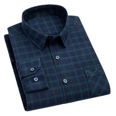 Imagem de Camisas xadrez de flanela para homens primavera algodão fácil de cuidar, não passar a ferro, roupas casuais, camisas de negócios, 883, G