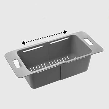 Imagem de BeyondNice Cesto de coador sobre a pia - lavar legumes e frutas, escorra macarrão cozido e pratos secos - engrossar coadores e escorredores extensíveis de alimentos (cinza, tamanho grande_queen)