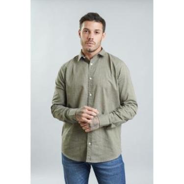 Imagem de Camisa Social Masculina Manga Longa Gola Polo em Algodão-Masculino