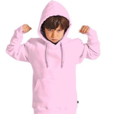 Imagem de Blusa Moletom Liso Canguru Infantil Com Capuz Bolso Unissex Casaco Frio-Masculino
