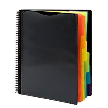 Imagem de Organizador de projetos com 12 bolsos, pasta FOME organizador de bolso espiral com bolso com zíper, 6 divisórias organizador de projetos tamanho carta para armário de arquivo de escritório escolar,