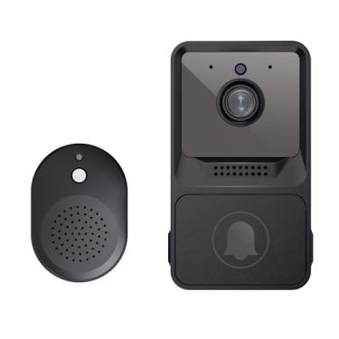 Imagem de Campainha de vídeo inteligente com carrilhão, campainha de porta WiFi alimentada por bateria, HD 1080p, áudio bidirecional