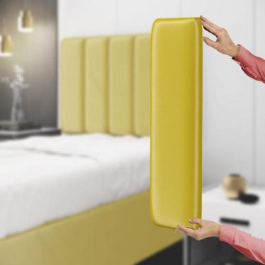 Imagem de Painel Modulado Nashira 140 Veludo Aradecor, Amarelo, CASAL PADRãO
