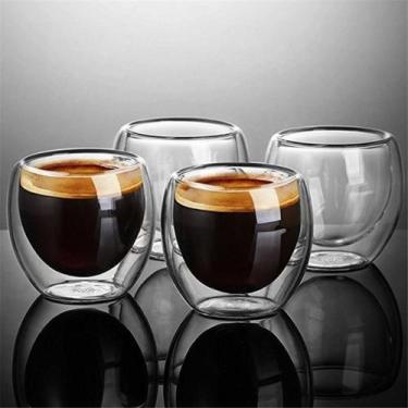 Imagem de Copo De Vidro Duplo 250ml 4 Peças Café Expresso Chá - Majestic, 250ml