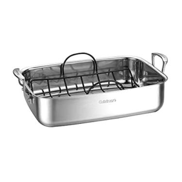 Imagem de Cuisinart Assadeira de aço inoxidável 7117-15NSR 38 cm (15") com suporte antiaderente