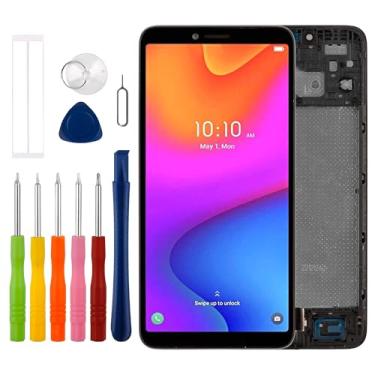 Imagem de [Com moldura] [Novo] Duotipa LCD Display Touch Screen Digitalizador Substituição para TCL Ion V 2023 T607DL 15.2 cm com kit de ferramentas de reparo técnico - preto.
