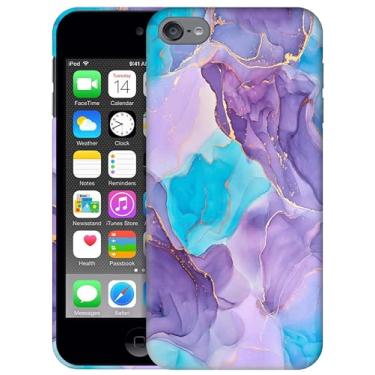 Imagem de Generic SM Cases Capa para iPod Touch 7, iPod Touch 6, Capa para iPod Touch 5 - Design abstrato azul mármore impresso 3D capa traseira de plástico rígido para iPod Touch 7/6/5.