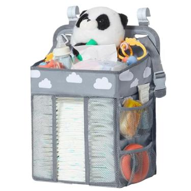 Imagem de QRZLP Organizador de fraldas para pendurar, organizador de berçário com vários bolsos, organizador de armazenamento de fraldas para trocador de berços.