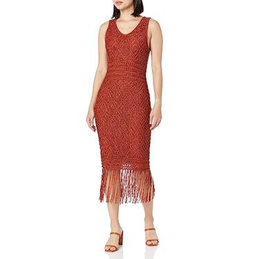 Imagem de Club Monaco Vestido feminino com franjas de crochê, Marrom/Brun, M