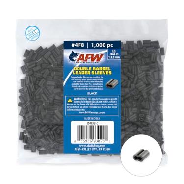 Imagem de American Fishing Wire Mangas duplas de crimpagem, cor preta, tamanho 4F8, diâmetro interno de 0,044 cm, 1000 peças