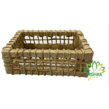 Imagem de Bandeja Cesto De Palha De Milho Natural Barato 8x15x22 - Flora Full