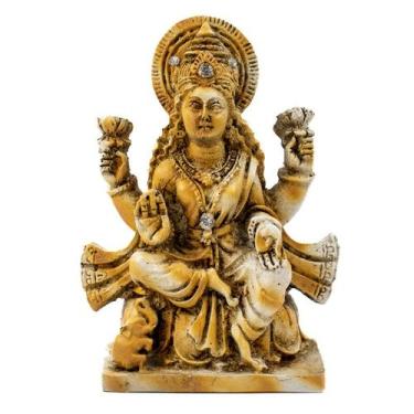 Imagem de Escultura Lakshmi Patinada 11 cm em Resina - Lua Mística - 100% Origin