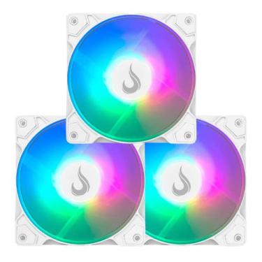Imagem de Kit 3 cooler fan led argb white x rise mode branco 120mm ventoinha par