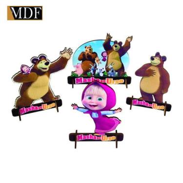 Imagem de Totens de Mesa Menina e o Urso Kit com 4 Displays Aniversário Mdf Ades