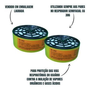 Imagem de Filtro Rc 203 Par Para Mascara Cg306 Carbografite - Loja Secom