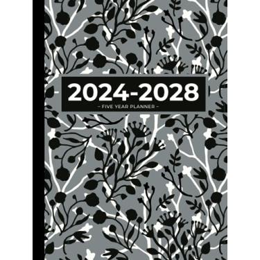 Imagem de 5 Year Monthly Planner 2024-2028 | Large | Black & White Floral: Calendar Book (US Federal Holidays, Moon Phases, Vision Board) Five Years / 60 Months: January 2024 – December 2028