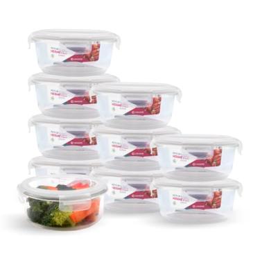 Imagem de Kit 10 Potes de Vidro Redondo com Tampa Hermética 620ml (Branco)