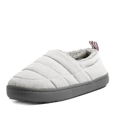 Imagem de Dearfoams Pantufa feminina leve de espuma viscoelástica fácil de colocar e tirar nas costas fechada, Cinza, 11-12