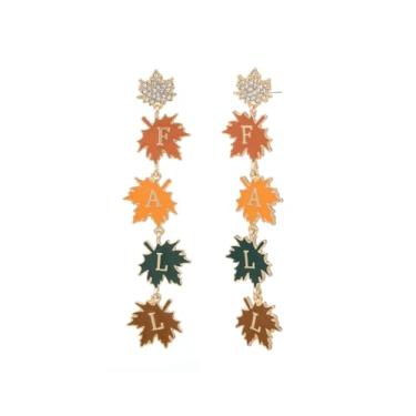 Imagem de Madison Tyler Brincos femininos de outono | Brincos de outono fofos pendurados | Sapatos de espantalho de folha de bordo, brincos de cogumelo de coelho para mulheres, Zinco, Cristal