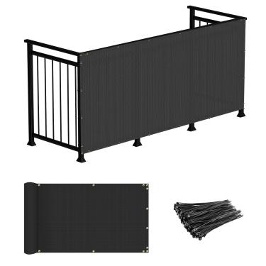 Imagem de Windscreen4less Tela de privacidade para varanda de 8,5 x 38 cm, tela de malha de apartamento, varanda com fecho de correr, capa de cerca de corrente, proteção UV para pátio externo, quintal, piscina,