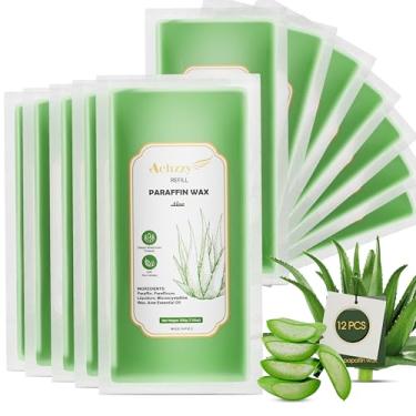 Imagem de Achzzy Refil de cera de parafina natural, pacote com 12 blocos de parafina de perfume de Aloe para cera de parafina, cera de parafina para mãos e pés, hidrata profundamente a pele das mãos e dos pés