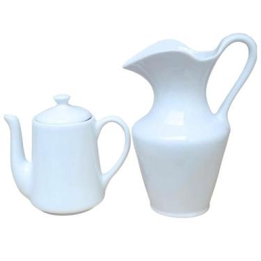 Imagem de Kit Jarra e Bule 1000ml e 1750ml  - Porcelana Branca - Antilope Decor 