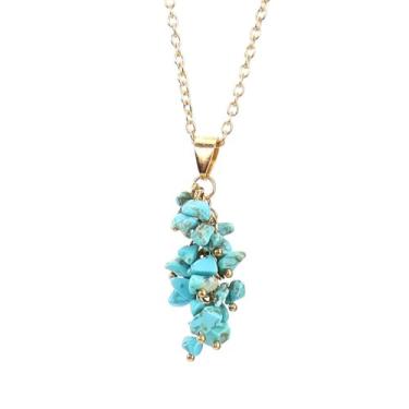 Imagem de Colar de cristal dourado com pingente de cascalho de cristal com franja de uva e pedra natural, one size, Liga de aço Cristal, Sem Pedra Preciosa